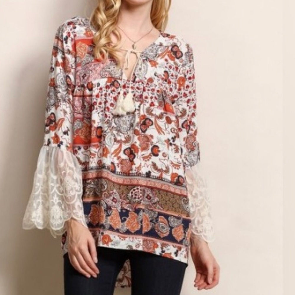 Tassels and Lace Boho Blouse